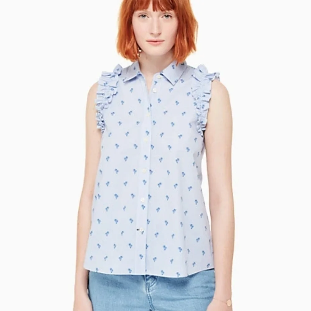 Kate Spade Sleeveless Cotton Button Top S